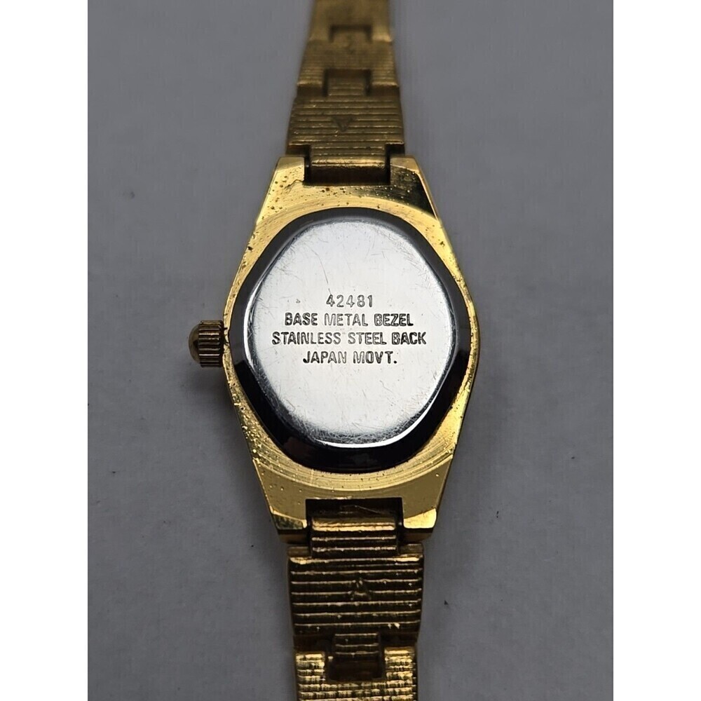 Hampden Women Quartz Goldtone Nugget Bracelet Watch Japan Movt New Battery Black - Picture 6 of 10